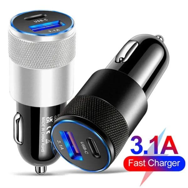 1A 15W USB PD Fast Car Charger - Aluminum Alloy Auto Replacement Adapter for iPhone 16 15 13 and Samsung S22 S24 Smartphones