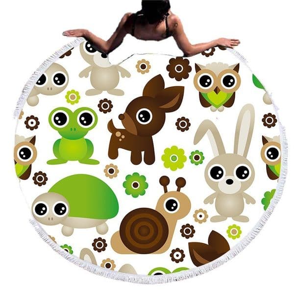 150cm Round Beach Towel Microfiber Quick Dry Sand Free Beach Blanket Lightweight Picnic Mat for Travel Yoga