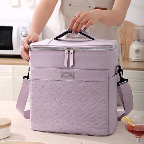 Women Portable Lunch Bag Large Doublelayer Box Suitable for Work Double Compartment Insulated and Leakproof 241127