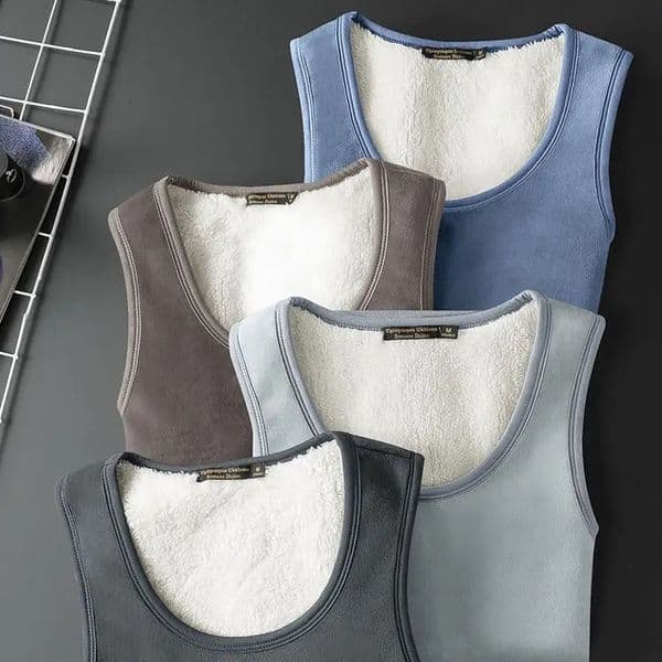 Winter mens wool lined vest underwear warm bottom underwear clothing pajamas cotton sole 241122