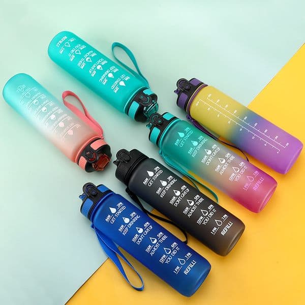 UPS Manufacturer's spot cross-border 1000mL bouncing water bottle outdoor portable with graduated straw TRITAN sports and fitness cup Z 4.28