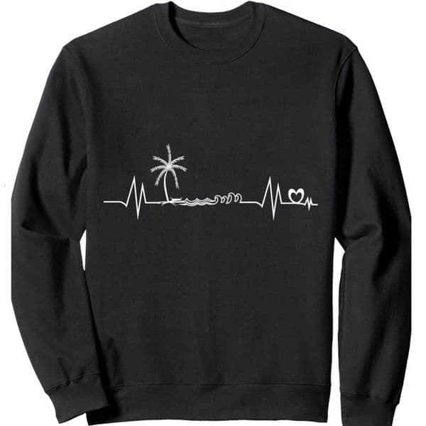 Long Sleeve Shirts for Men casual sweatshirt Life Is Really Good Beach Heartbeat Summer Beach Vacation Sweatshirt Streetwear Casual tops clothes fashion