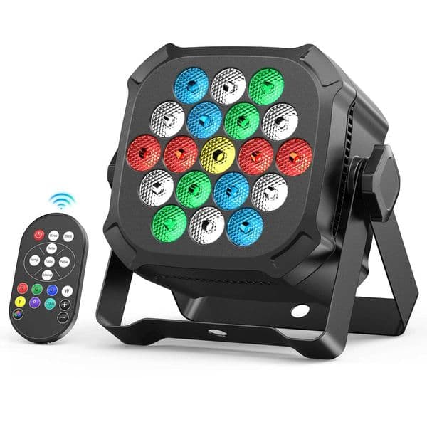 Yiflamefly 19LED Par Lights RGBWYP+CYAN DJ Light Remote DMX Controlled Sound Activated Auto Play for Stage Party Club Disco Z241129