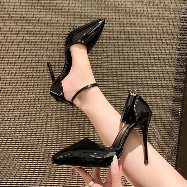 Dress Shoes Woman Heels Super-high Heel Luxury Pointed Toe Stilito Sling Stripper Wedding Bride Women's Elegant Black Sexy On Offer