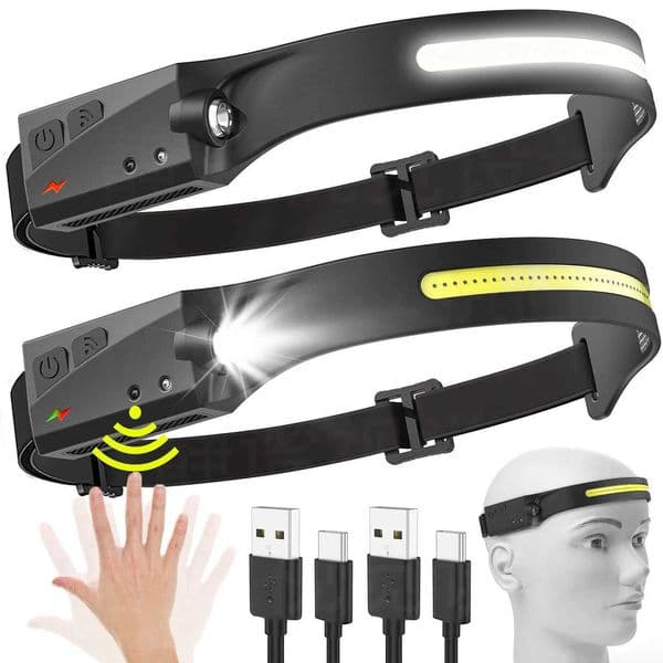 COB Induction Headlamp USB Rechargeable Sensor Head Lamp Waterproof Powerful Headlamp Fishing Climbing Repair LED Headlight Z241129