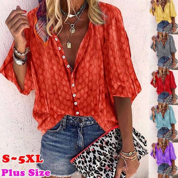 European American Women's Spring Autumn Single Breasted Printed Long Sleeved Loose Collared Shirt Top, Trendy Clothing, Fashionable And Casual Temperament