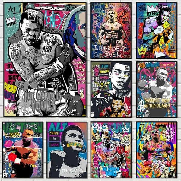 Graffiti Street Mike Tyson Boxing Legend Art Poster and Printing Abstract Boxing Canvas Painting Wall Pictures Room Home Decoration W241128