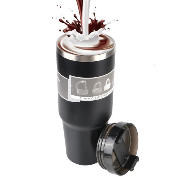 Stainless Steel Insulated and cold coffee cup Doublelayer Cup With Free Straw 890ML 30oz Coffee Mug Car Thermos 241128