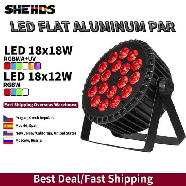 SHEHDS Aluminum Alloy LED Flat Par Lighting18x12W RGBW/18x18W RGBWA+UV DMX512 Disco Christmas Lights DJ Equipment Audience Z241129