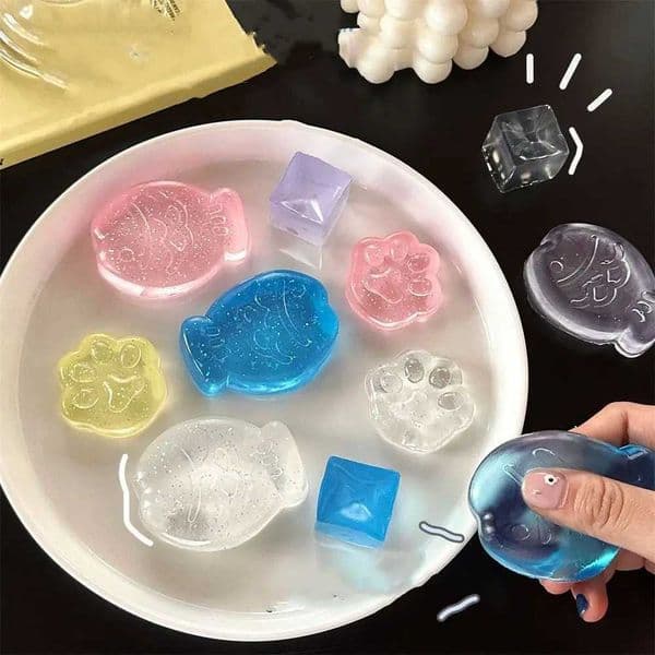 Mini Transparent Cat P Mochi Ice Block Ball Squeeze Toys Colorful Fish Squishy Toys Kaii Anti-Stress Stress Relief Toys GiftXJ241129