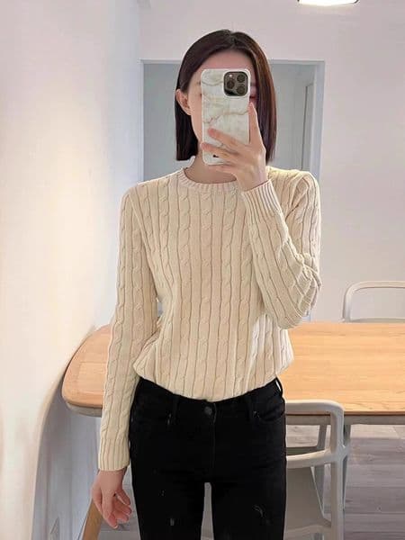 Designer Women's Sweaters Autumn And Winter Casual Fried Dough Twist Pullover Embroidered Sweater Solid O Neck Long Sleeve Jumper B5