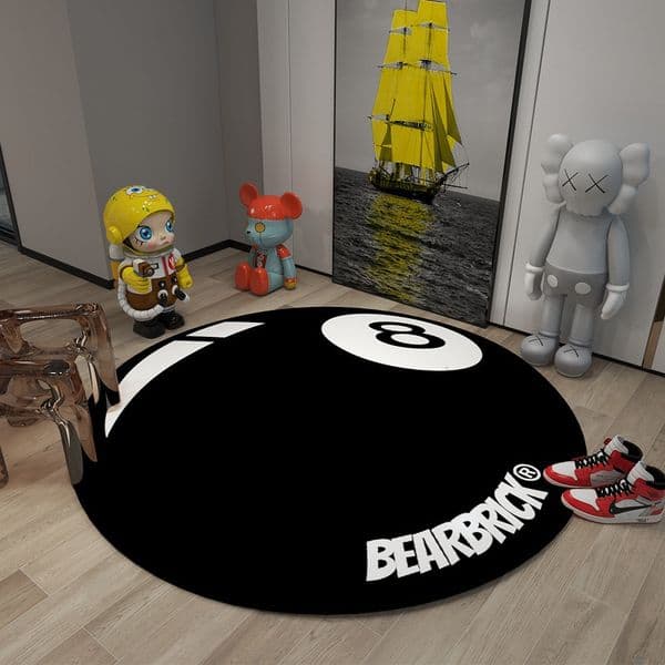 Designer rug Billiards Round black 8 billiard rug Computer chair black and white bedding bedroom bed blanket 100-200 cm