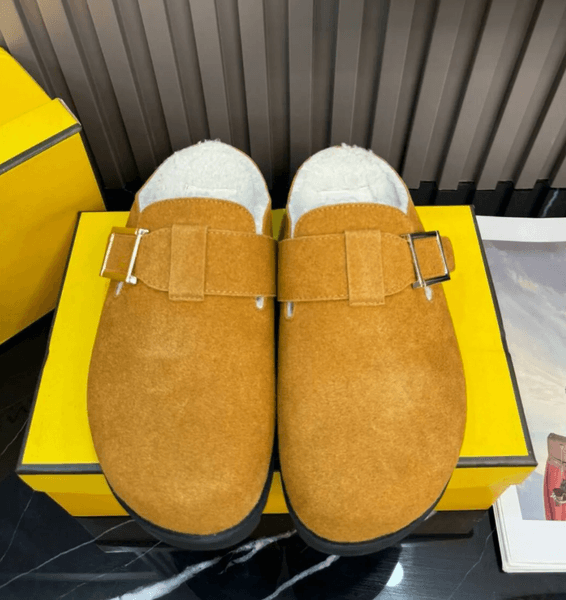 Spring & Autumn Winter slipper flats platform Feel sabots wool slippers beige black white suede Flat Bottom Wool Outdoor 35-42
