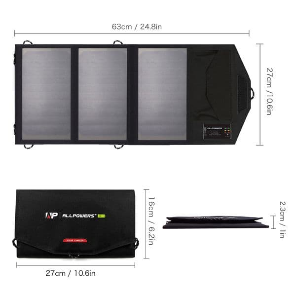 ALLPOWERS Solar Panel 21W 5V Solar Charger Portable Solar Battery Chargers Charging for Phone for Hiking Camping Outdoors