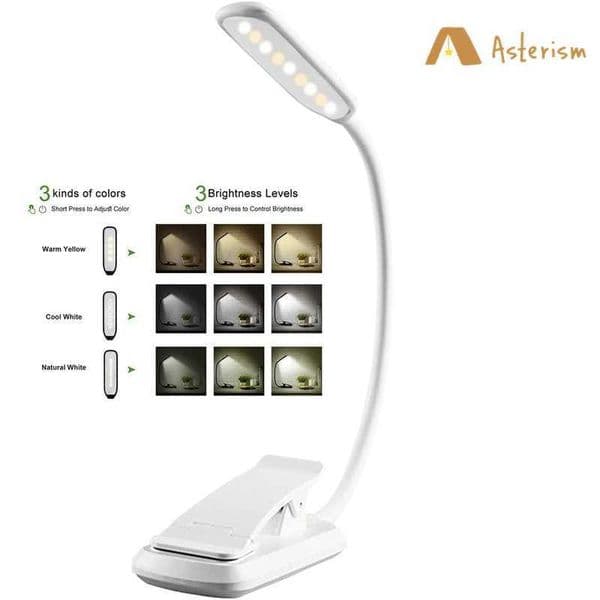 Warm White Rechargeable Book Light Mini 9 LED Reading Light Dimmable Flexible Easy Clip Lamp Read Night Reading Lamp in Bedroom Z241130