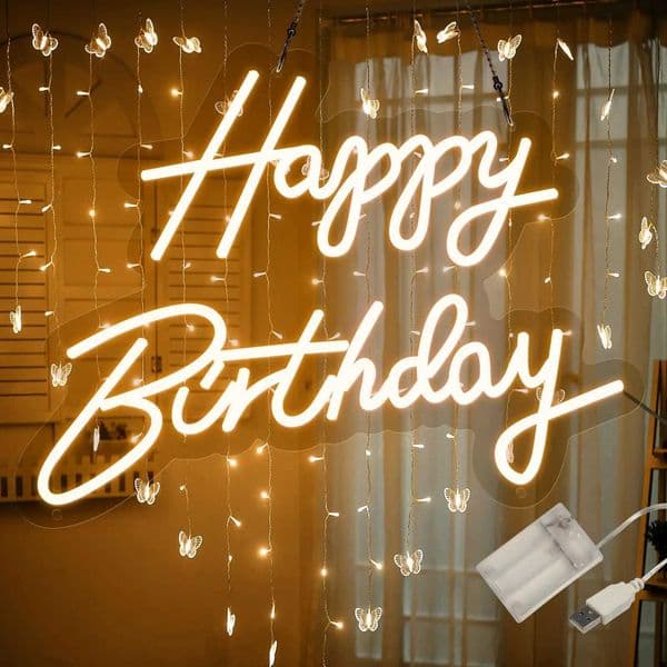 Battery or USB Powered Happy Birthday Led Sign Reusable Happy Birthday Light Up Sign for All Birthday Party Decoration Z241130