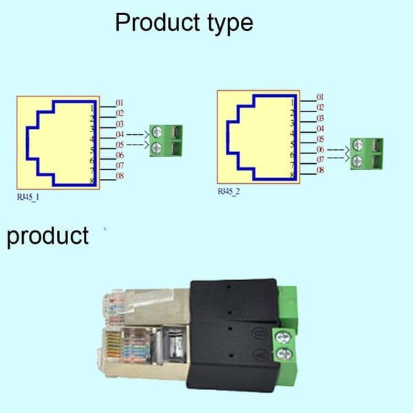 RJ45 Network Connector Male 8P8C Modular Plug to RS485 Screw Terminals Adapter