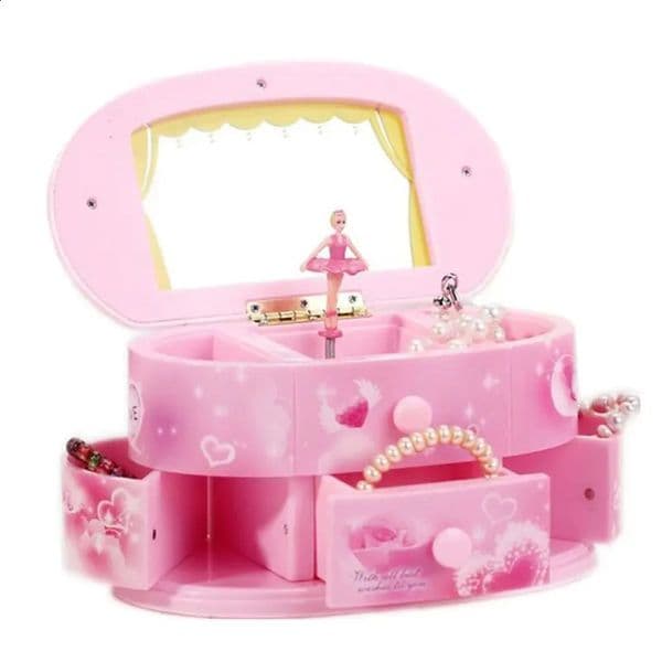 Children's Birthday Music Boxes Creative Dancing Girl Music Jewelry Box Storage Case Rotating Clockwork Music Box Christmas Gift 240118