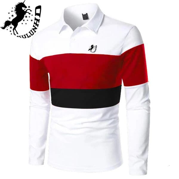 Fashion Men Spring and Autumn Long Sleeve Polo Shirt for Men 240126