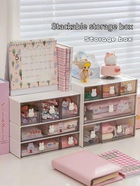 Stackable Desk Storage Box Office Ins with Drawers Organizer Accessories Stationery Desktop 240125