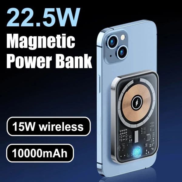 10000mAh Magnetic Power Bank 15W Wireless Charge External With LED Digital Display For Iphone Portable Powerbank Battery