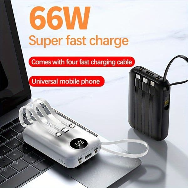 Portable Battery Charger LED Display Power Bank With Wall Plug Type C for iPhone Samsung Smart Devices