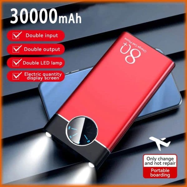 Large Capacity Aluminum Alloy 300000mAh Power Bank Multi-Socket Super Fast Charging Thin Portable Power Bank 2023 New Model