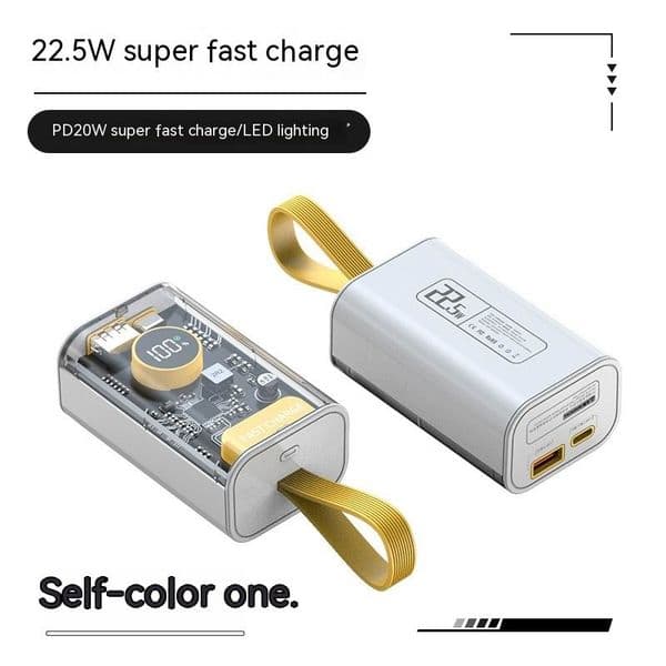 Charger 30000mAh 22.5W Fast Charging Small Power Bank Transparent,Input/Output External USB C Portable Phone Charge For IPhone IPad Samsung