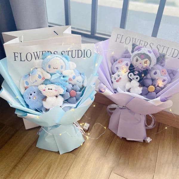 My Melody Anime Kuromi Plush Toy Cinnamoroll Handmade Cartoon Flower Bouquet Valentines Day Christmas Birthday Holiday Gifts 240123L260420