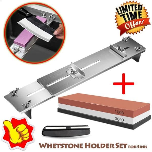 Whetstone Knife Sharpener Water Stone Plate Grinding Charcoal Base Angle Guide Adjustable Whetstones Sink Bridge Holder 240123