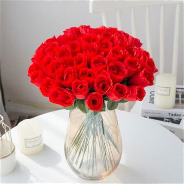 Red Roses Bouquet Vase For Home Decor Garden Wedding Decorative Wreaths Diy Handwork Flower Arrangement Artificial Flowers B2