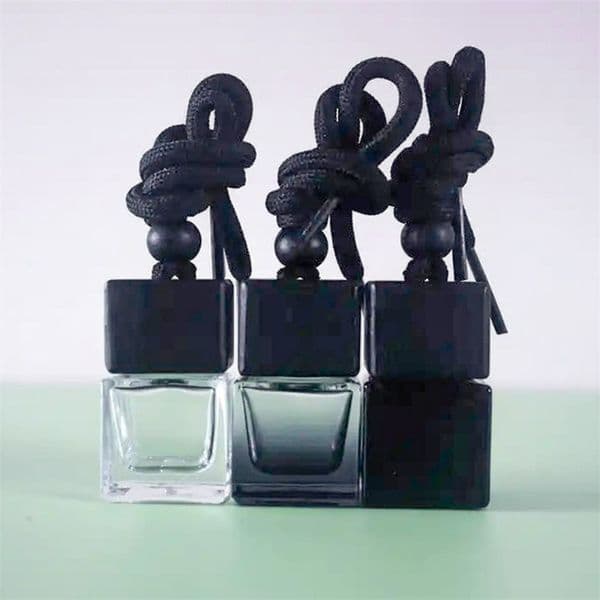 wholesale Square Shape Fragrance Glass Bottles 8ml Perfume Empty Hanging Car Diffuser Bottle For Vent Decoration