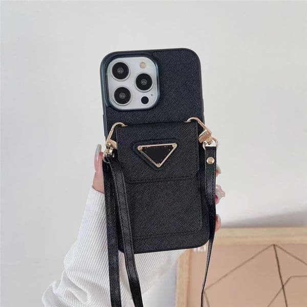 Fashion Shoulder Lanyard card bag Phone Cases For iPhone 16promax 15 pro 14 14plus 14Pro Max 13pro 13 12pro 11 Luxury Leather Texture Crossbody Necklace Strap Cover