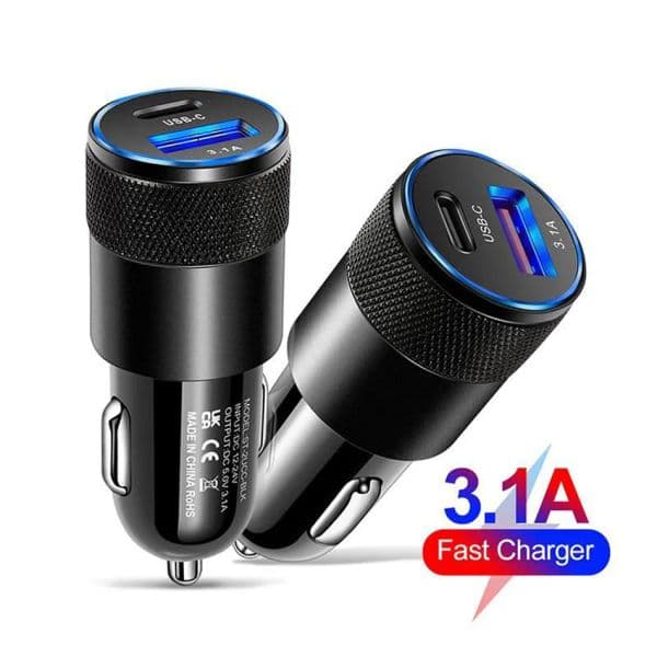 Dual Port PD 20W QC3.0 Quick Charger 3.1A USB Type C Car Charger Cellphone Adapter For iPhone 15 14 13 12 11 Pro Max