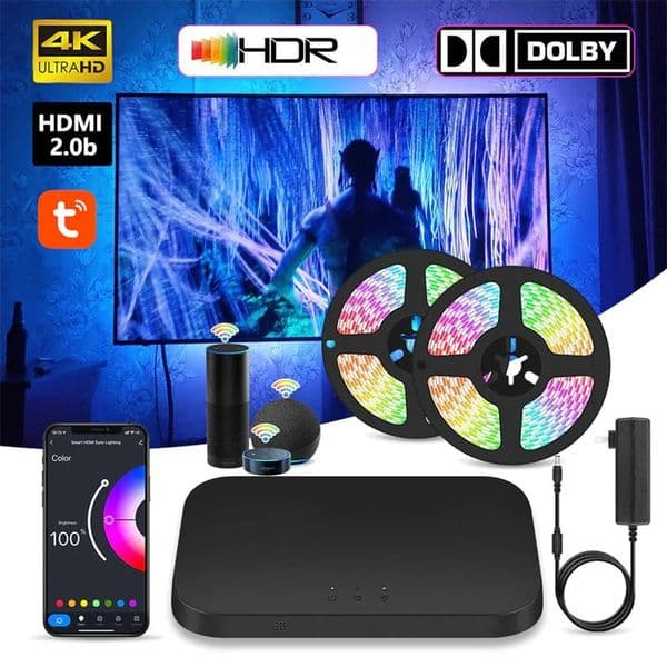 Sync Box TV Backlight Kit For HDMI 2.0 external device dynamic dream color TV Led light strip kit