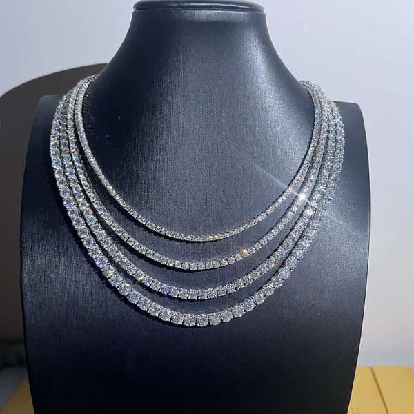 Necklace Moissanite Chain Iced Out Sier 2Mm-10Mm Micro Clustered D VVS Moissanite Tennis Bracelet