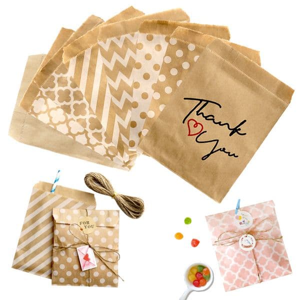 Wholesale 1000Pcs 5X7 Inches Natural Kraft Treat Polka Dot Candy Cookie Buffet Bag Small Paper Goody Bags For Birthday Holiday Party Favor Supplies B2