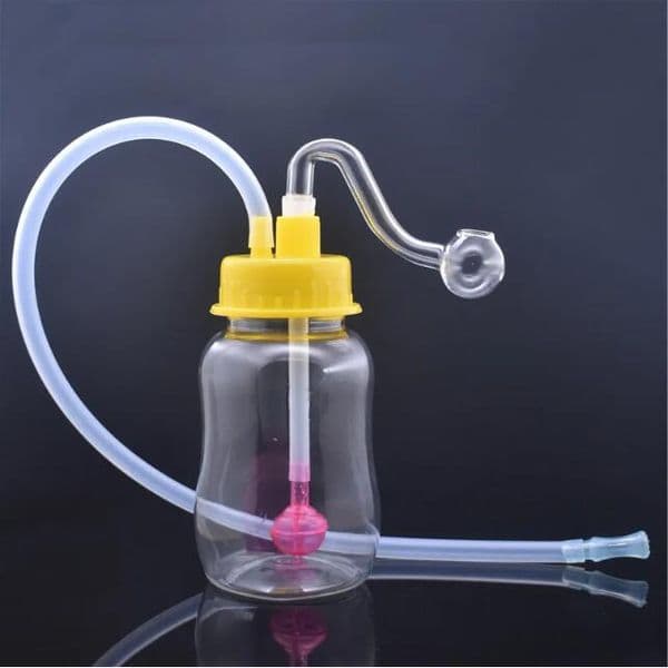 New 4.5 Inch Plastic Oil Burner Bong Water Pipes with 10mm Male Thick Glass Oil Burner Pipe Silicone Tube for Smoking