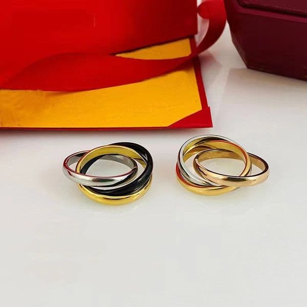 Designer Trinity for Women Jewelry Sier Rise Gold Titanium Steel Engagement Ring Men Wedding Party Christmas Birthday Gift Size 5-10
