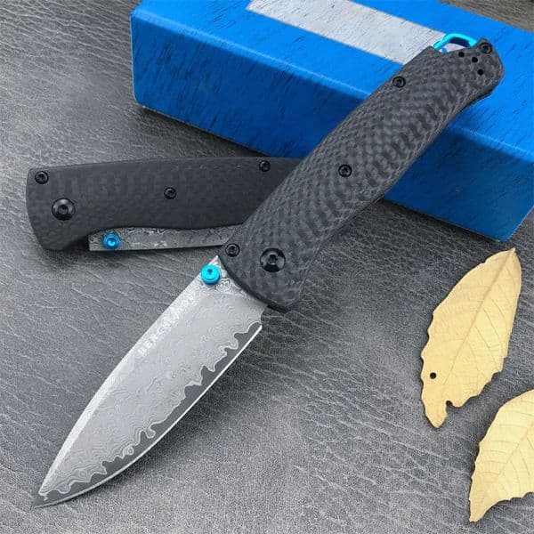 High Quality Bugout Hunting Pocket Folding Knife Damascus Blade Carbon Fiber Handle Outdoor Camping Survival Tactical Knives Tool