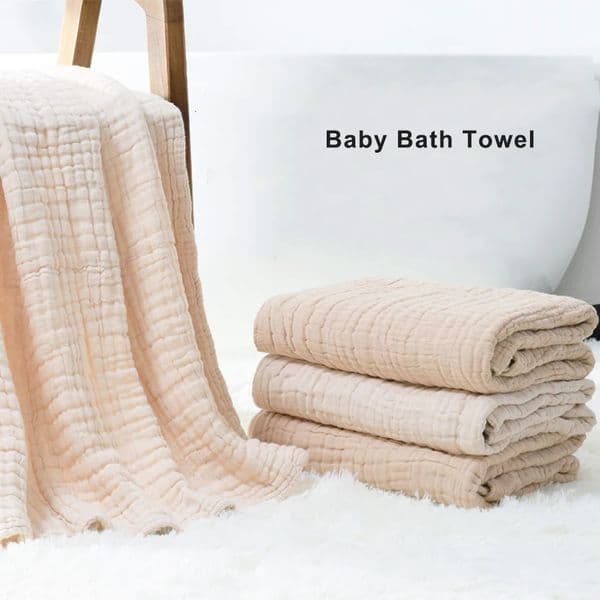 Baby Bath Towel 6 Layers Infant Gauze Receiving Blanket 1pc Kid Swaddle Wrap Bedding 105105cm Pure Cotton Bubble Muslin 240523