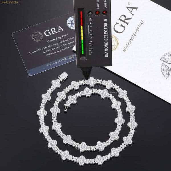 Exquisite design of 10 mm ice out Sterling Sier Moissanite Cross Cuban link chain necklace GRA certified by diamond tester for men gift