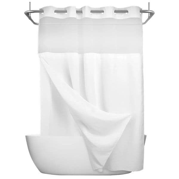 New Hook Free Shower Curtain Waterproof Bathroom Curtains with Snap-in Liner Washable Bath Curtains Decorative White Shower 240601