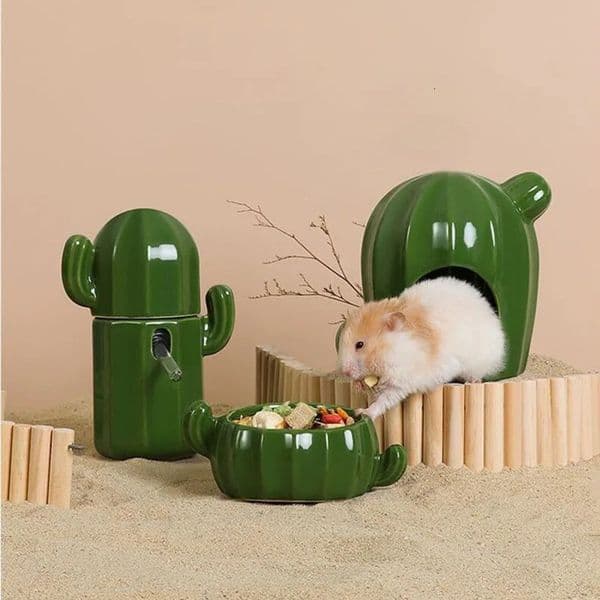 Pet shop small pets houses and habitats hamster cage rabbits ceramic cactus pets product for guinea pig accessories pet supplies 240529