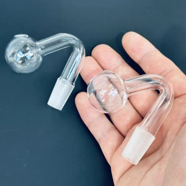 Qbsomk 10mm 14mm 18mm Male Female 45° Clear Thick Glass Oil Burner Pipes for Glass Bongs Thick Bowls