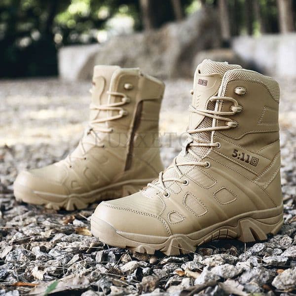 Men's Military High Top Outdoor Hiking Shoes Army Tactical Ankle Boot Side Zipper Men Work Safety Shoe Desert Boots