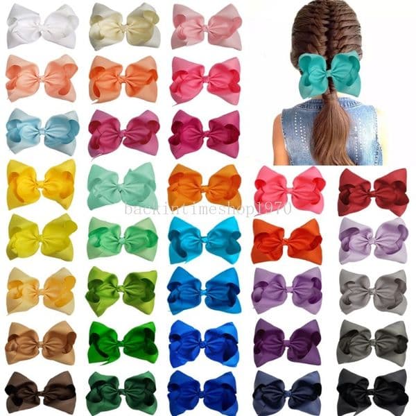 8inch Solid Hair Bows Boutique Hair Clip for Girls Hairgrips New Headwear Kids Hair Accessories For Baby Hair Clips Gift