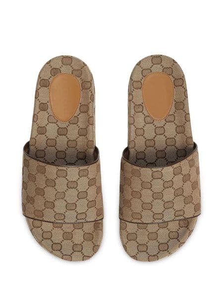 canvas slides fashion slippers sport pool rubber loafers with box and dust bags