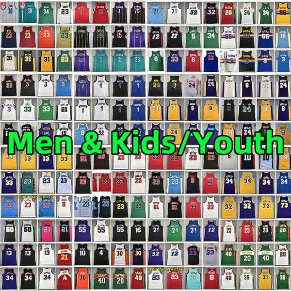 Classics Men kids Retro Basketball Jerseys Michael Bryant Allen Iverson Scottie Pippen Dennis Rodman Tracy McGrady Larry Bird Vince Carter Shawn Kemp Hardwoods