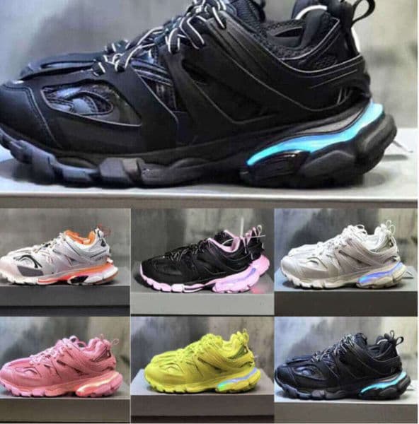 Womens Mens designer Casual Shoe Track LED Sneaker Light Grey Blue Gomma leather black pink Trainer Nylon Printed Platform for Men 3 30 Trainers Shoes 1125ess